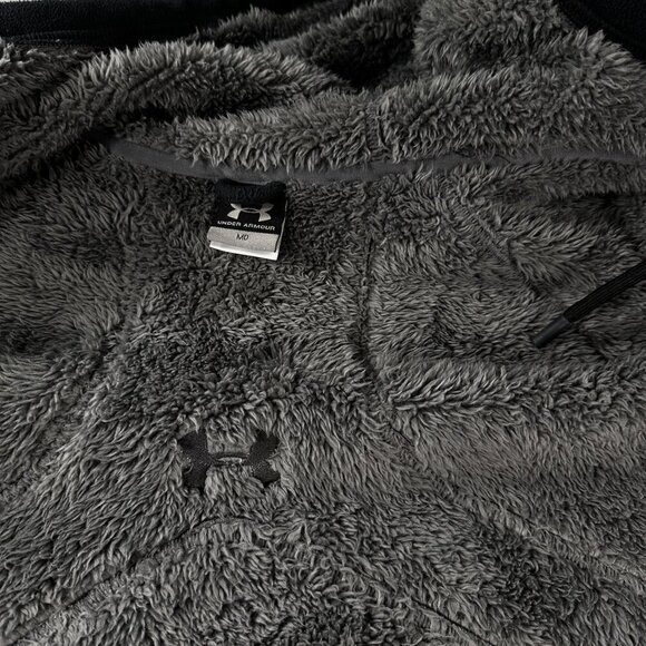 Under Armour Fleece Coat Mens Hoodie Full Zip Heavy Jacket Pockets Black - Picture 15 of 16